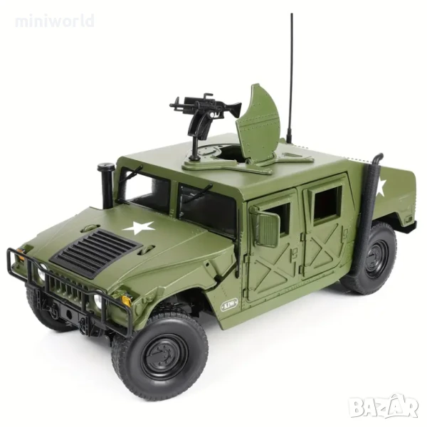 Hummer H1 военен тежко въоръжен с картечница - мащаб 1:18 на CCA Models моделът е нов в кутия, снимка 1