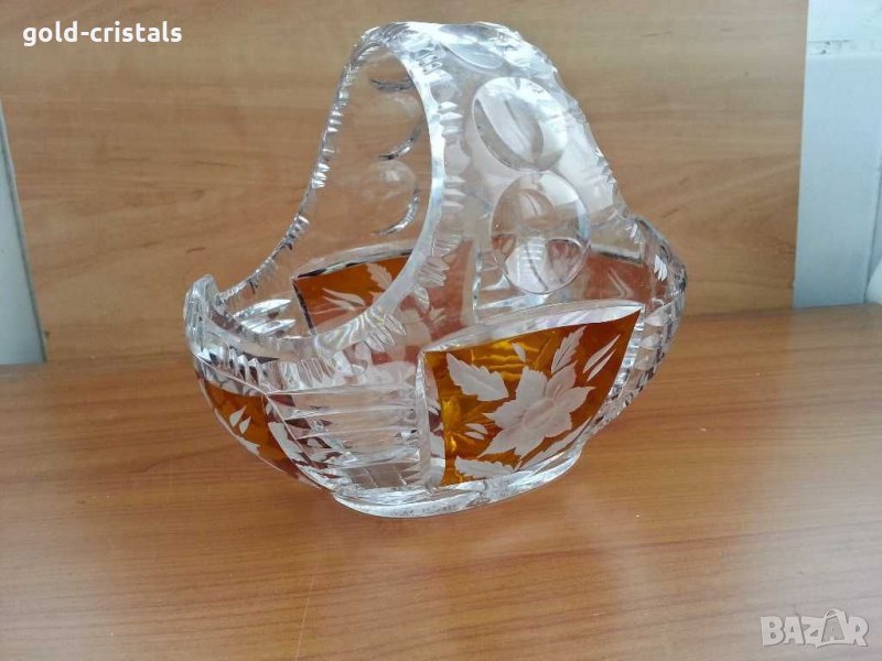 Кристална кошница купа цветен кристал, снимка 1