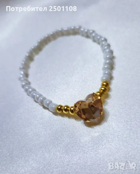 Перлена гривна със сърце, снимка 1