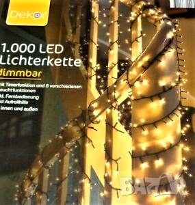 1000 LED светлинни вериги Dekor, 30м, За вътре и вън, Таймер, Дистанционно управление, 8 функции, снимка 1