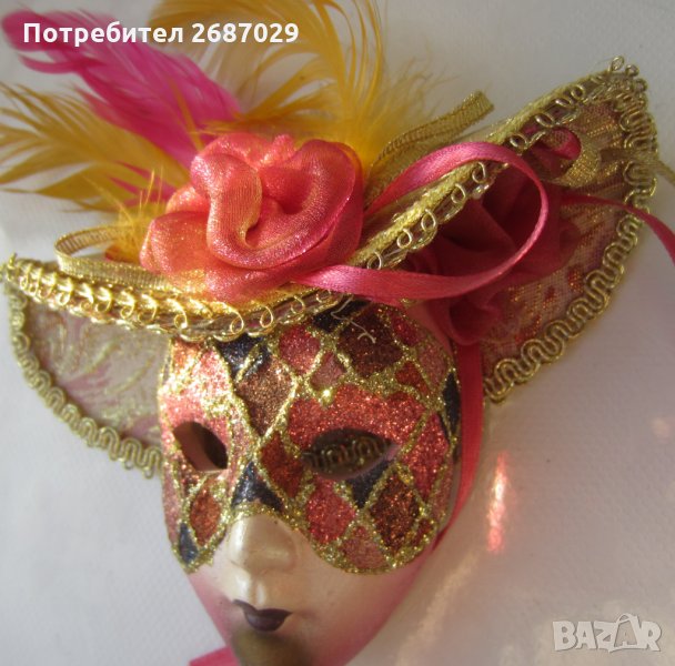 Маска Маски различни, Италия, пано, глава, украса, декорация Венеция, снимка 1