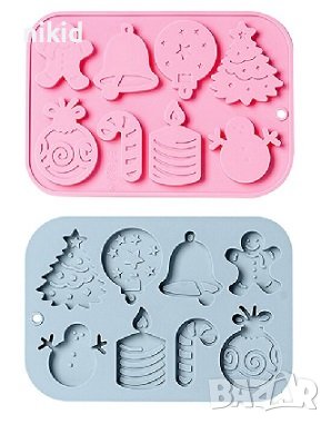 големи коледни елха камбана снежен човек бастун човече топка силиконов молд форма фондан гипс шокола, снимка 1