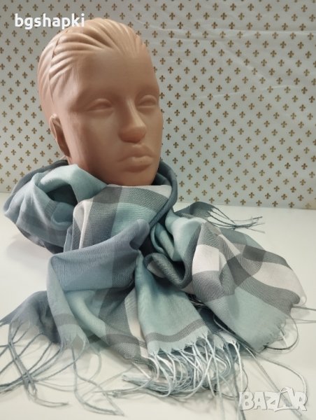 23 - Дамски кашмирен шал в синкав цвят., снимка 1