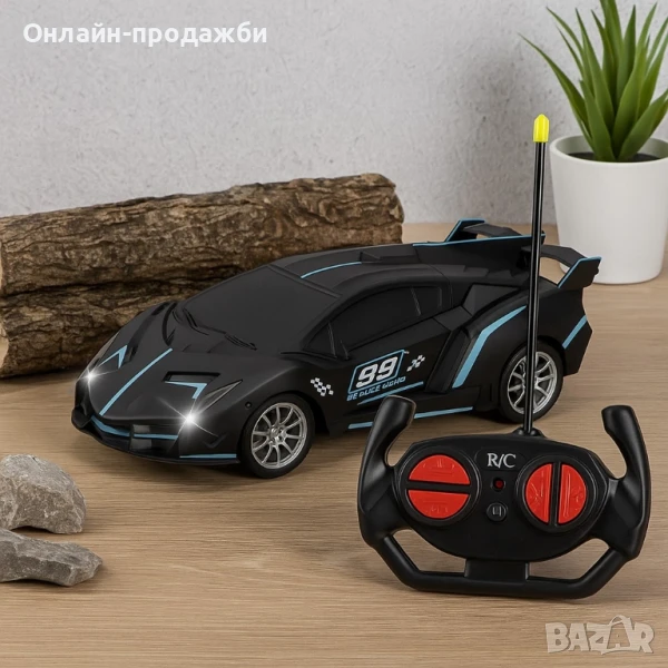 Високоскоростна дрифт кола с дистанционно управление – състезателна играчка с LED светлини , снимка 1
