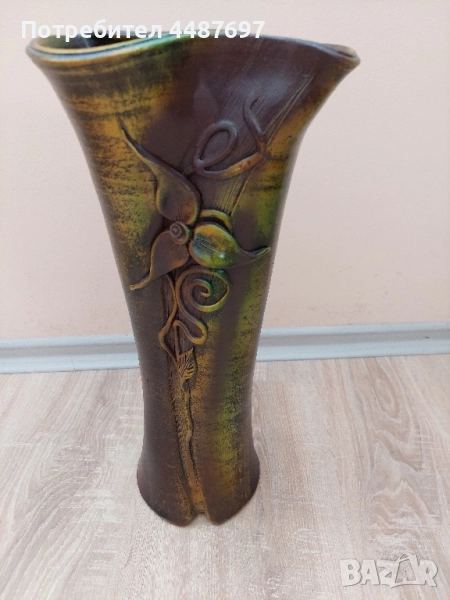 Декоративна керамична ваза - висока 42 см, снимка 1