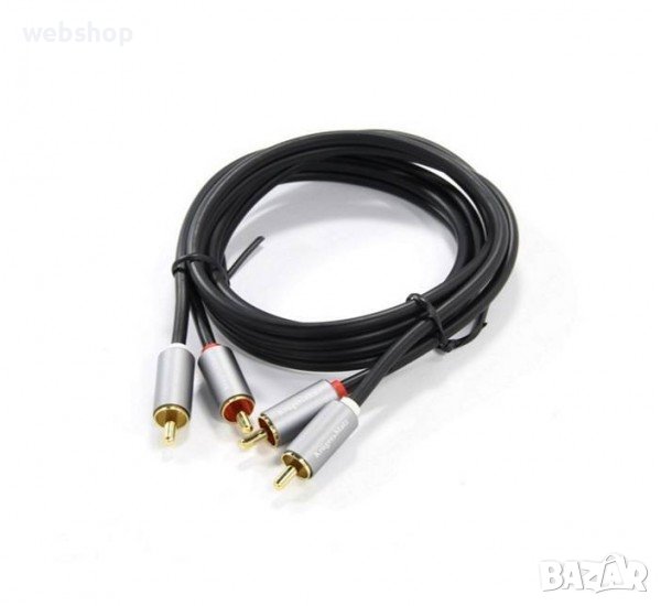 Професионален Кабел за аудио,  STEREO, HQ, 2xRCA(м), силиконов, 3m, снимка 1