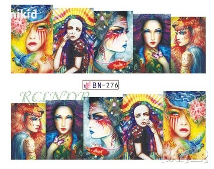 BN-276 Момиче Мистика татос ваденки водни стикери за нокти маникюр, снимка 1