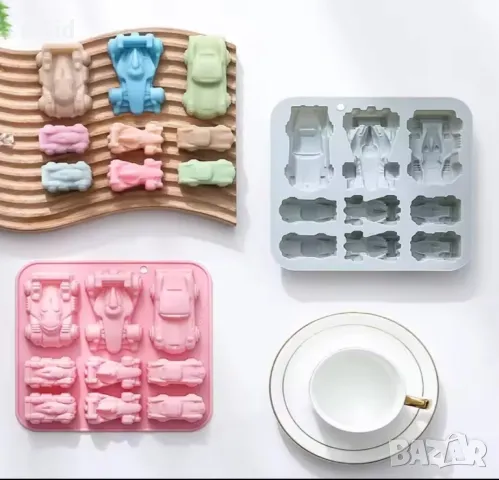 9 Коли кола автомобил Рали силиконов молд форма фондан шоколад гипс декор, снимка 3 - Форми - 49100426