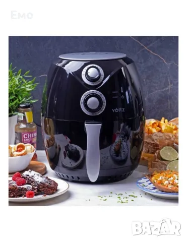 Фритюрник AirFryer, 1600W, 3л., Горещ въздух, Таймер, до 200°C, Черен, снимка 7 - Фритюрници - 47979236