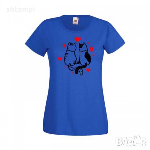Дамска тениска Свети Валентин Valentine Cat, снимка 2 - Тениски - 35648822