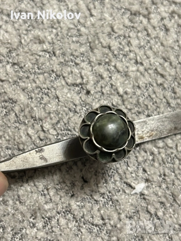 Дамски сребърен пръстен с нефрит, ръчна изработка