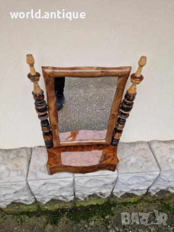 Прекрасна антикварна холандска конзола с огледало масив интарзия дърворезба , снимка 6 - Антикварни и старинни предмети - 53211333