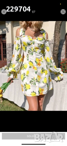 Дамска рокля с лимони, снимка 2 - Рокли - 51286267