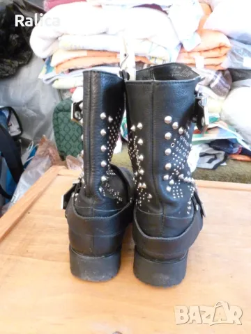 ZARA боти от естествена кожа с кабси, снимка 5 - Дамски боти - 47372410