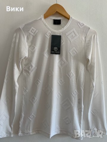 Мъжка Бяла тениска с дълъг ръкав, снимка 7 - Блузи - 29397576