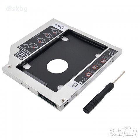 Нова кутия за втори хард диск 2.5” HDD/SSD 12.7mm, Caddy за лаптоп, SATA III, снимка 5 - Части за лаптопи - 38764360