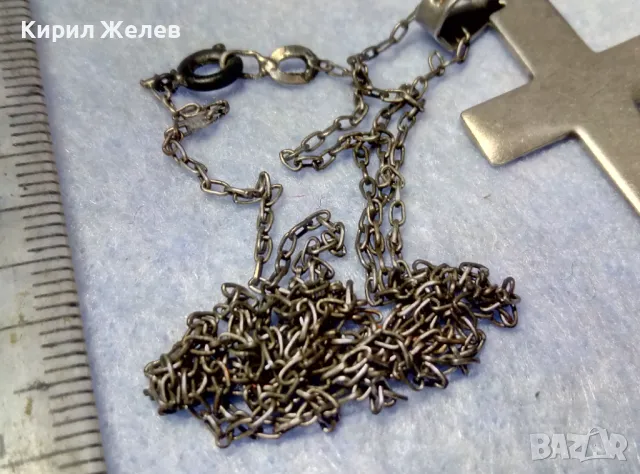 СТИЛЕН СРЕБЪРЕН КРЪСТ МАТИРАНО СРЕБРО 925 сФИНА СТАРА СРЕБЪРНА ВЕРИЖКА СРЕБРО 950 РЪЧНА РАБОТА 40024, снимка 4 - Колиета, медальони, синджири - 49866148