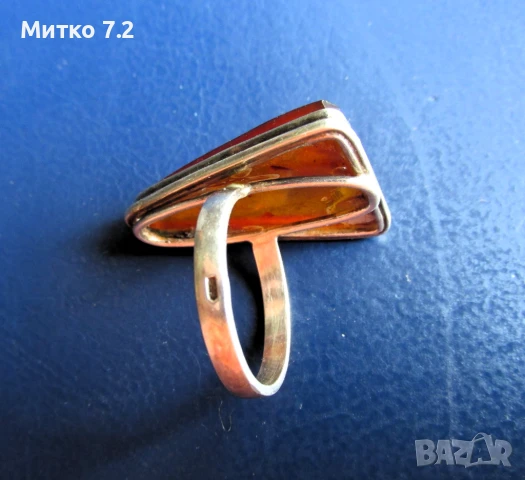 КЕХЛИБАРЕН СРЕБЪРЕН ПРЪСТЕН , снимка 2 - Пръстени - 50792066