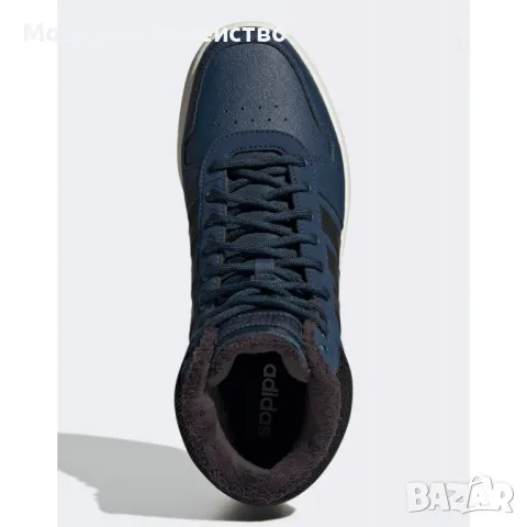 Мъжки зимни обувки ADIDAS Hoops 2.0 Mid Shoes Navy, снимка 3 - Мъжки боти - 47951563