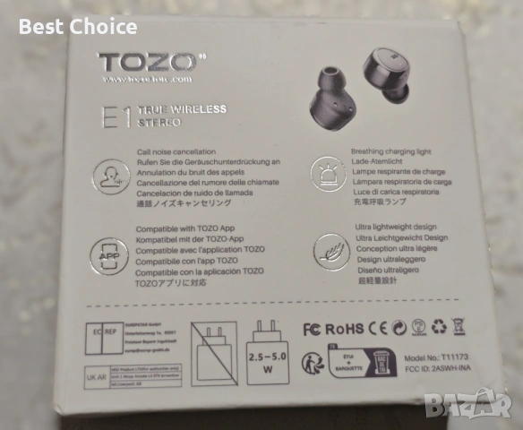 Безжични слушалки TOZO E1, снимка 4 - Безжични слушалки - 53043390