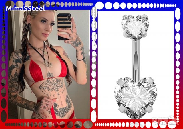 Пиърсинг за пъп със сваровски кристали