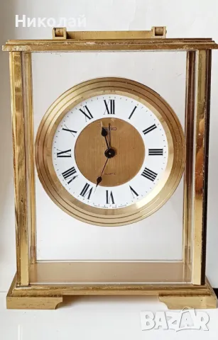 Будилник Seiko quartz от месинг и стъкло 