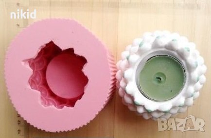 шишарка кашпа ваза саксия свещник силиконов молд форма смола гипс шоколад свещ декор кашпа, снимка 3 - Форми - 40426193