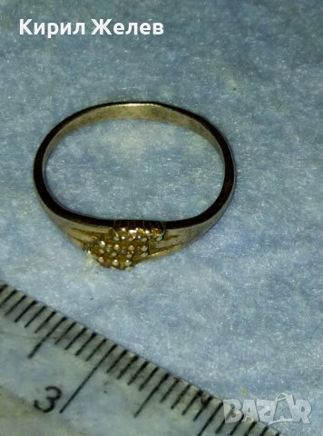 СТАРИНЕН СКЪПОЦЕНЕН с ЦИРКОНИ СРЕБЪРЕН ПРЪСТЕН с ТРИ ПЕЧАТА на МАЙСТОРА и за ПРОБАТА СРЕБРО 40065, снимка 5 - Антикварни и старинни предмети - 42474205