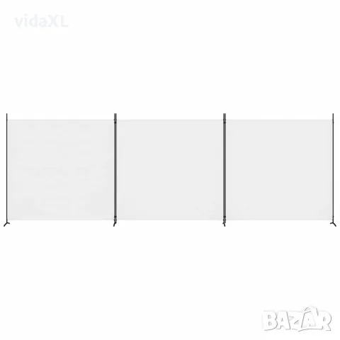 vidaXL Параван за стая, бял, 3 панела, 525x180 см, плат, снимка 3 - Паравани - 56147203