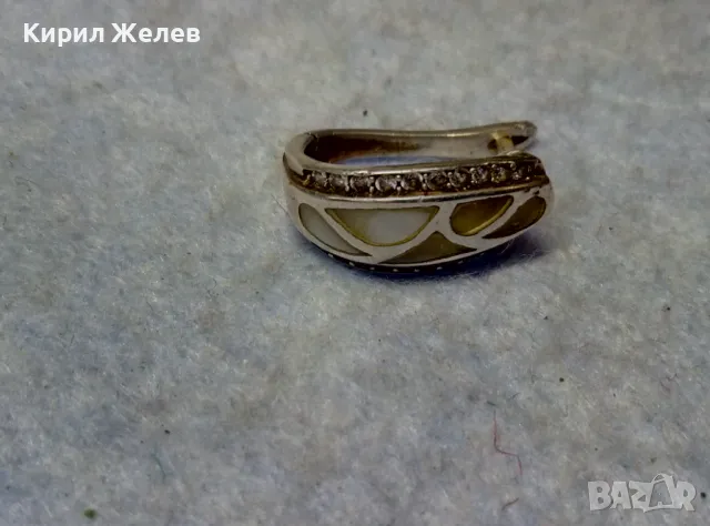 ВИНТИДЖ АРТ АНГЛИЙСКА СЕДЕФЕНА СРЕБЪРНА ОБЕЦА СРЕБРО 925 с ЦИРКОНИ МАЙСТОРСКА ЮВЕЛИРНА РАБОТА 49724, снимка 10 - Обеци - 49757285
