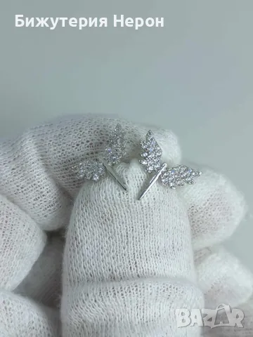 Сребърни обеци с камъни родирани