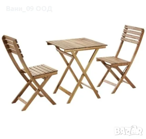 Градински сгъваем сет маса с 2 стола от акациева дървесина, снимка 2 - Градински мебели, декорация  - 50247845