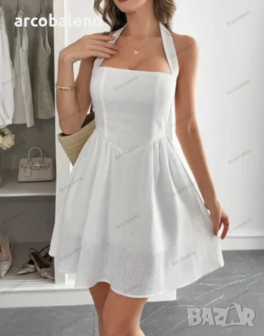 Елегантна дамска къса рокля с деколте, 4цвята , снимка 6 - Рокли - 50539652