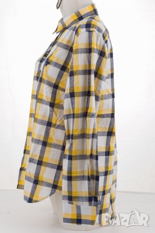 Карирана дамска памучна риза в жълто, синьо и бяло марка Denim Culture, снимка 3 - Ризи - 30976964