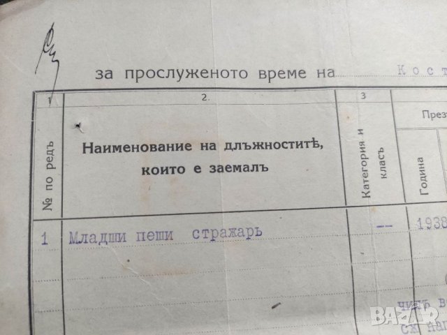Продавам стар документ :Свиленградска митница Свидетелство 1938  пеши стражар, снимка 3 - Колекции - 35432489
