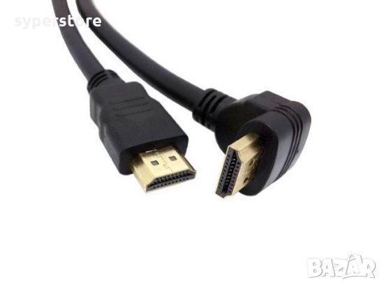 Кабел HDMI - HDMI 1,5 метра Digital One SP01052 ъглов накрайник 90 гр. ver: 1.4V FullHD  