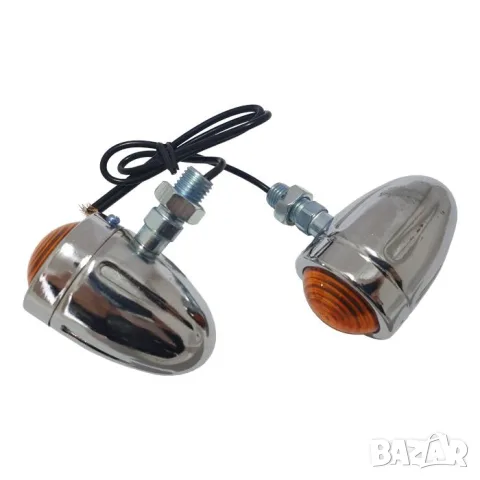 Метални 12V мигачи с оранжево стъкло 6.5 x 3.4 cm 2 броя, снимка 3 - Аксесоари и консумативи - 55865980