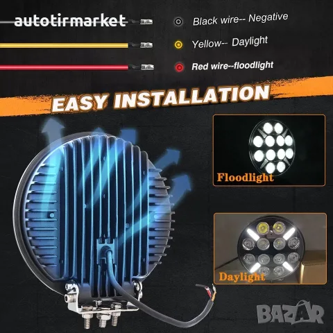LED Халоген 9 инча Ø 218 мм/Работна лампа – NA550, снимка 3 - Аксесоари и консумативи - 56054096