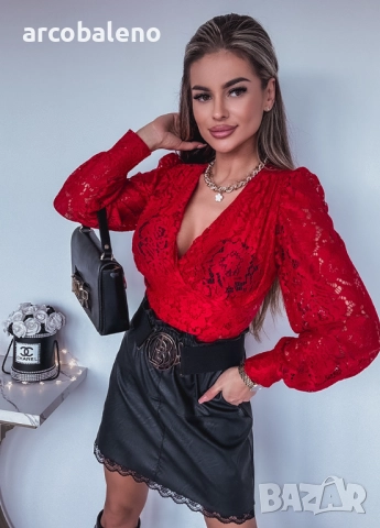 Дамско дантелено боди, 2цвята , снимка 3 - Блузи с дълъг ръкав и пуловери - 52870364