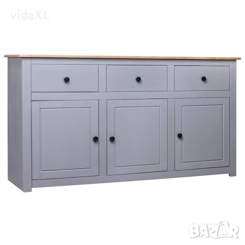 vidaXL Сайдборд, сив, 135x40x80 см, бор масив, стил Панама