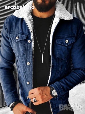 Мъжко дънково яке от удебелен деним в плюшен стил, 4цвята, снимка 9 - Якета - 39733064