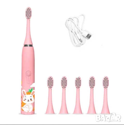 Електрическа акумулаторна детска четка за зъби с USB 6 накрайника, снимка 4 - Други - 52085170