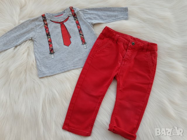 Коледен сет панталон и блуза  6-9 месеца , снимка 2 - Комплекти за бебе - 30781017