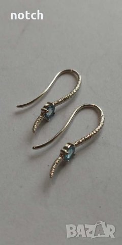 Обеци бяло злато с естествен топаз, снимка 2 - Обеци - 29192454