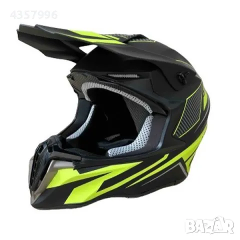 Кросова каска, За мотор, Велосипед, S и M размер, Чернo със зелено