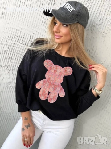 дамска блуза в черно, бяло и розово, снимка 6 - Блузи с дълъг ръкав и пуловери - 51756385