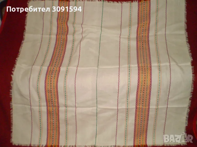 Традиционен българска  покривка в бяло многоцветни мотиви, снимка 6 - Покривки за маси - 48721964