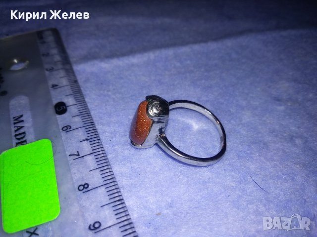 ЕЛЕГАНТЕН СКЪПОЦЕНЕН ВНТИДЖ АРТ ПРЪСТЕН от БЛАГОРОДНА СТОМАНА с ЮВЕЛИРНО ФАСЕТИРАН АВАНТЮРИН 36960, снимка 3 - Пръстени - 39714035