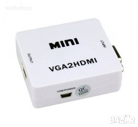 Конвертор, преобразувател вход VGA(ж)+3,5mm JACK(ж) изход HDMI(ж), снимка 3 - Кабели и адаптери - 39495585
