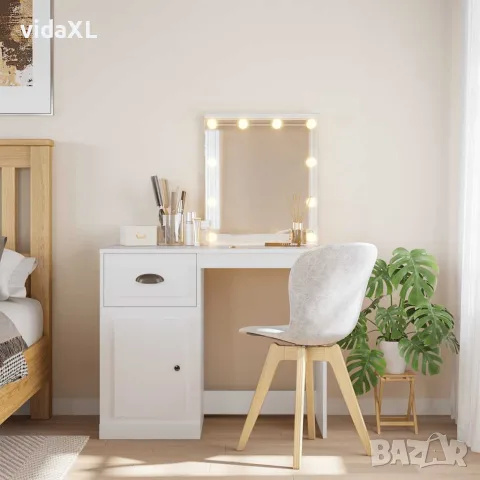 vidaXL Тоалетка с LED лампи, бяла, 90x42x132,5 см, снимка 2 - Тоалетки - 56148155